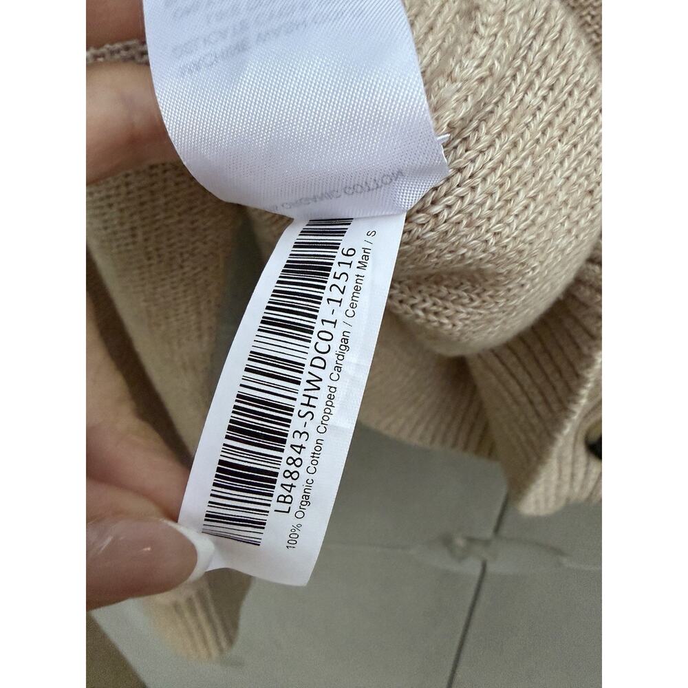 QUINCE Speckled Beige 100% ORGANIC COTTON Cropped CARDIGAN Sz S Minimalist Prepp - Picture 10 of 15
